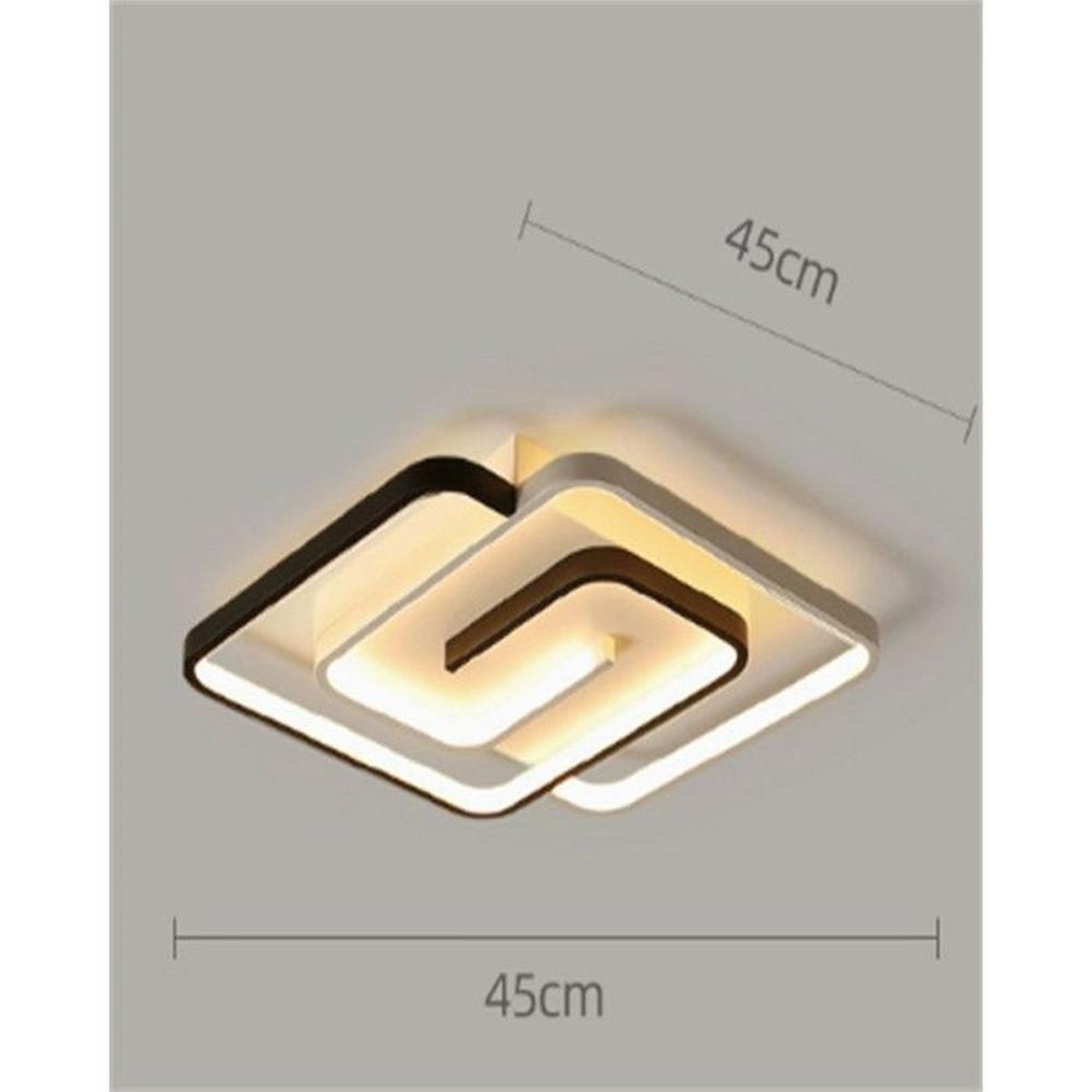 Voir la diapositive 6 : Applique plafond LED carrée 45x45 cm, 40 W dimmable, 3 températures de couleur ajustables, diffuseur acrylique dépoli