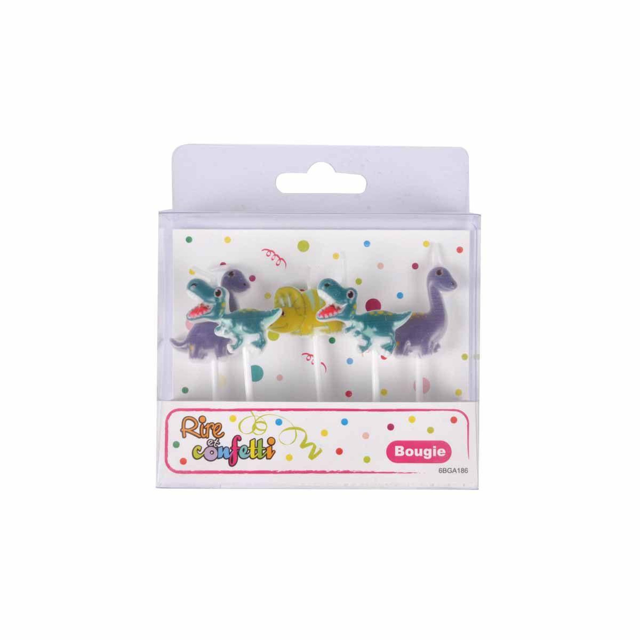 Voir la diapositive 2 : HOMEA Lot de 5 Bougies d'Anniversaire  Happy Dino  Multicolore