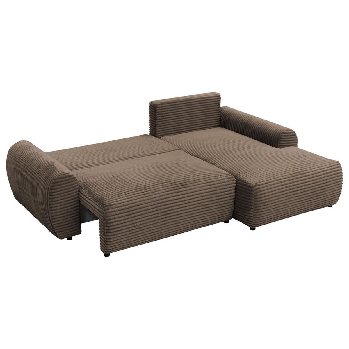 BEST MOBILIER Silvano - canapé d'angle droit 4 places convertible avec coffre en velours côtelé grosses côtes