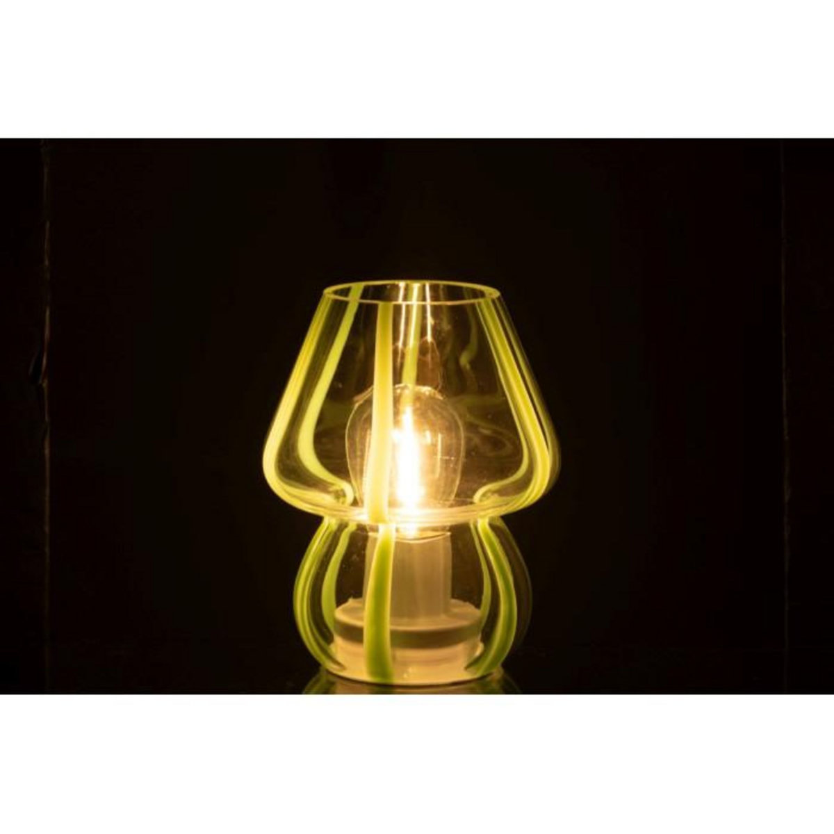 Paris Prix Lampe à Poser Rayures en Verre  Ophelie  15cm Vert
