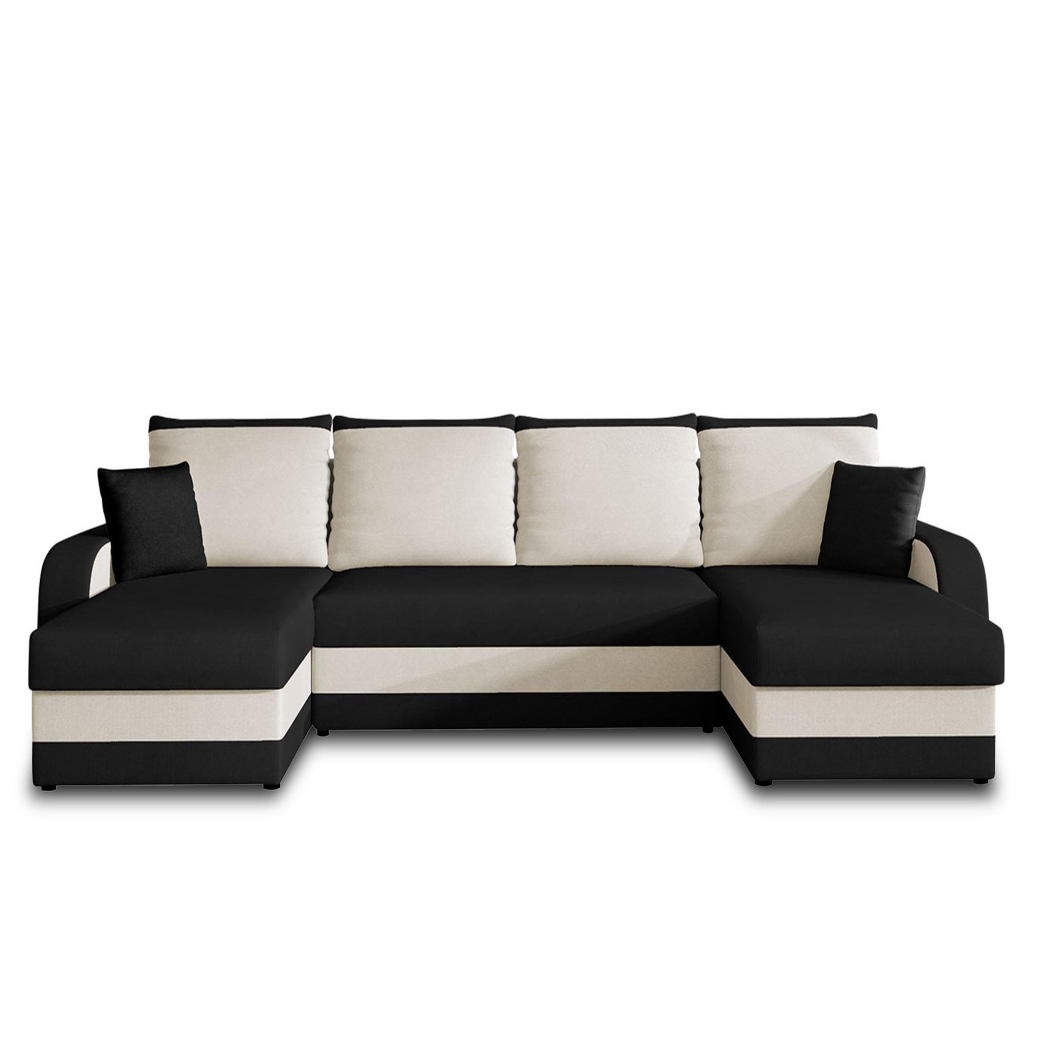Voir la diapositive 4 : BEST MOBILIER Valos - canapé panoramique en u - 7 places - convertible avec coffre - en velours