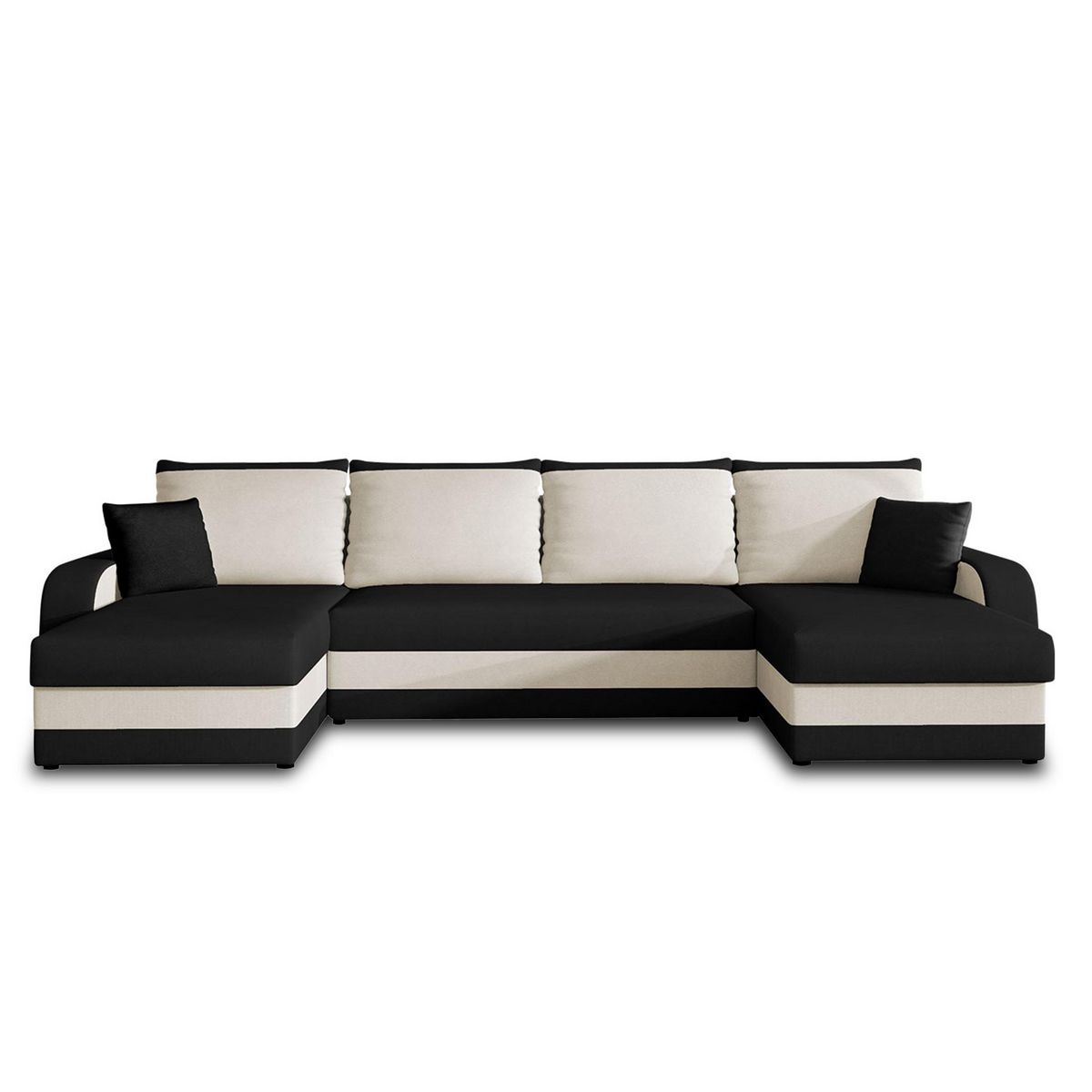 BEST MOBILIER Valos - canapé panoramique en u - 7 places - convertible avec coffre - en velours