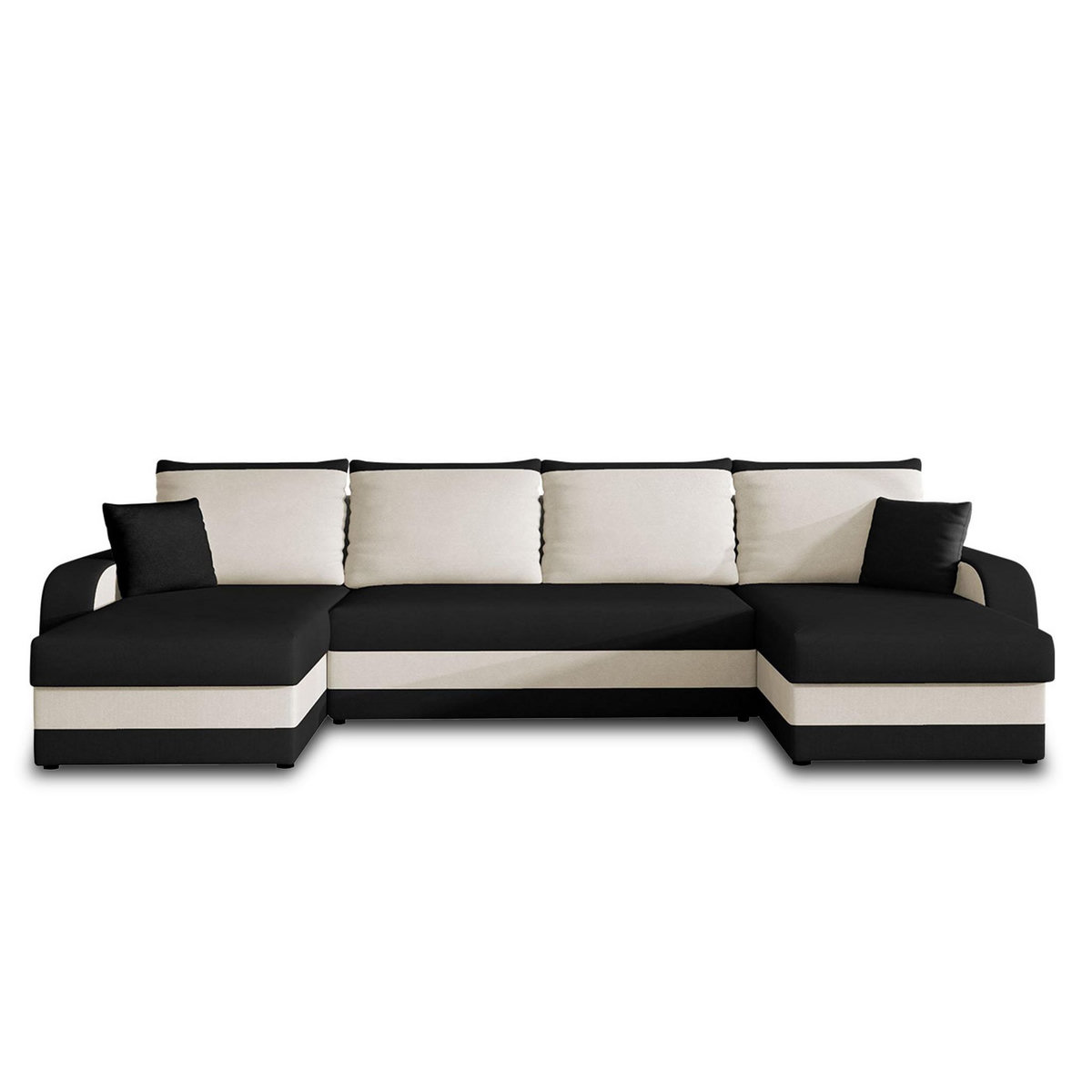 BEST MOBILIER Valos - canapé panoramique en u - 7 places - convertible avec coffre - en velours