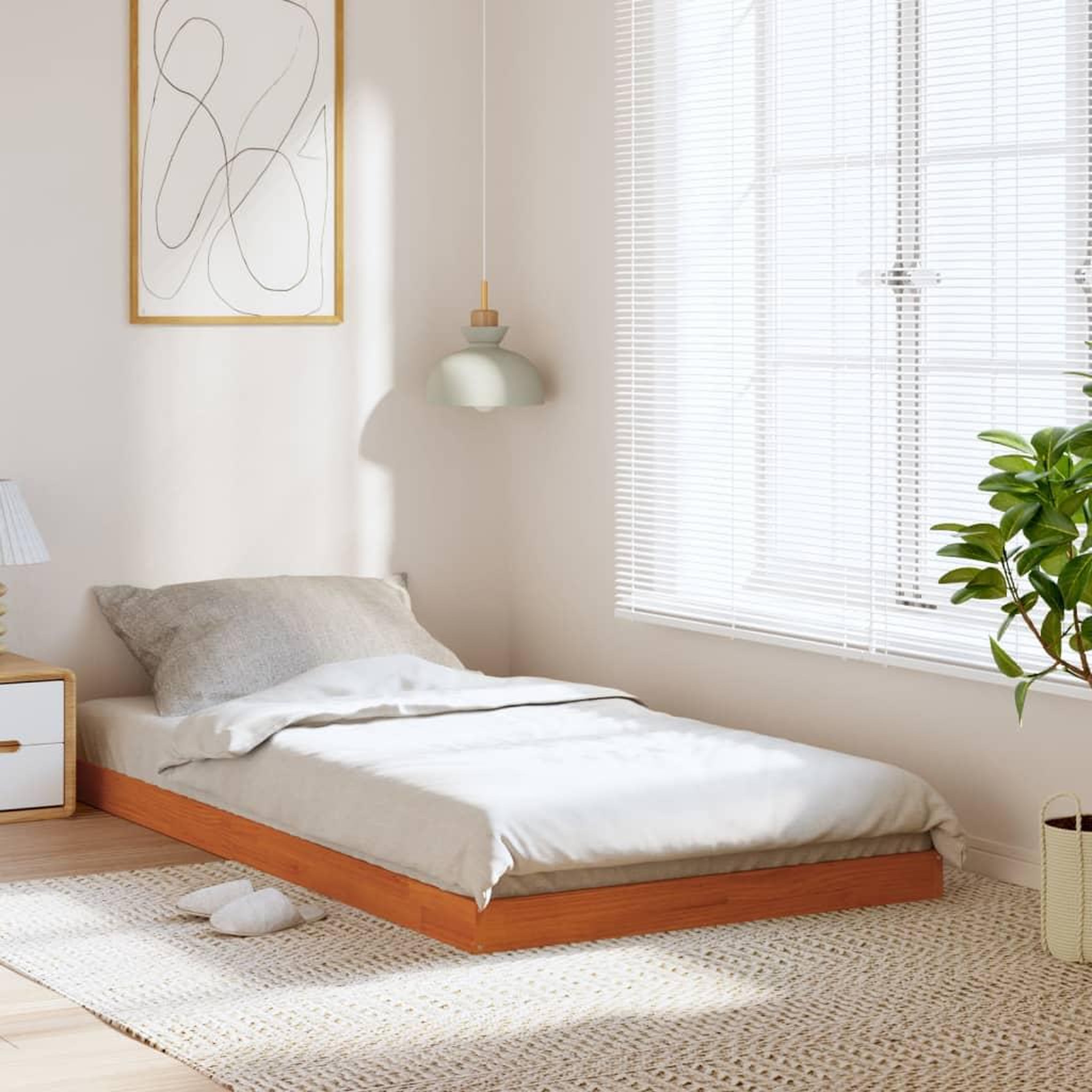 VIDAXL Cadre de lit sans matelas cire marron 90x200 cm bois pin massif