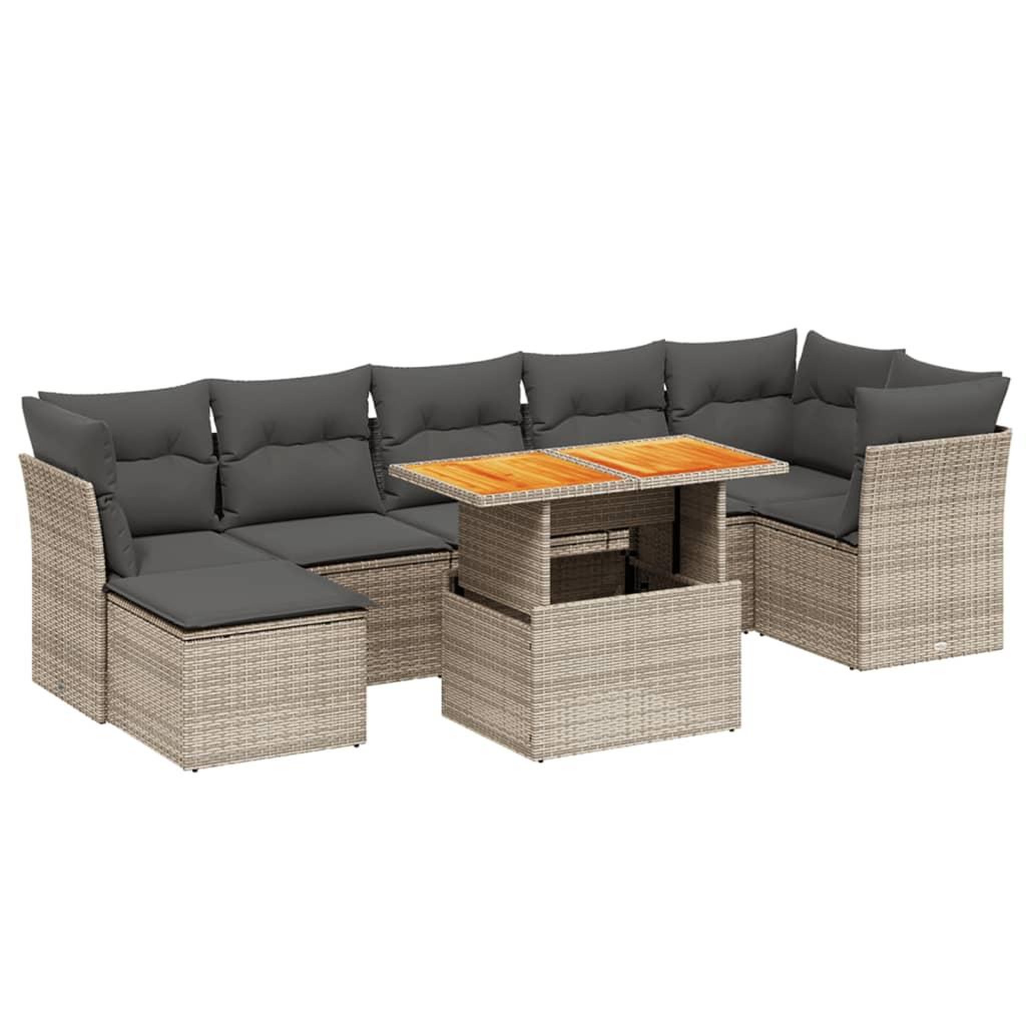 Voir la diapositive 2 : VIDAXL Salon de jardin 8 pcs avec coussins gris resine tressee