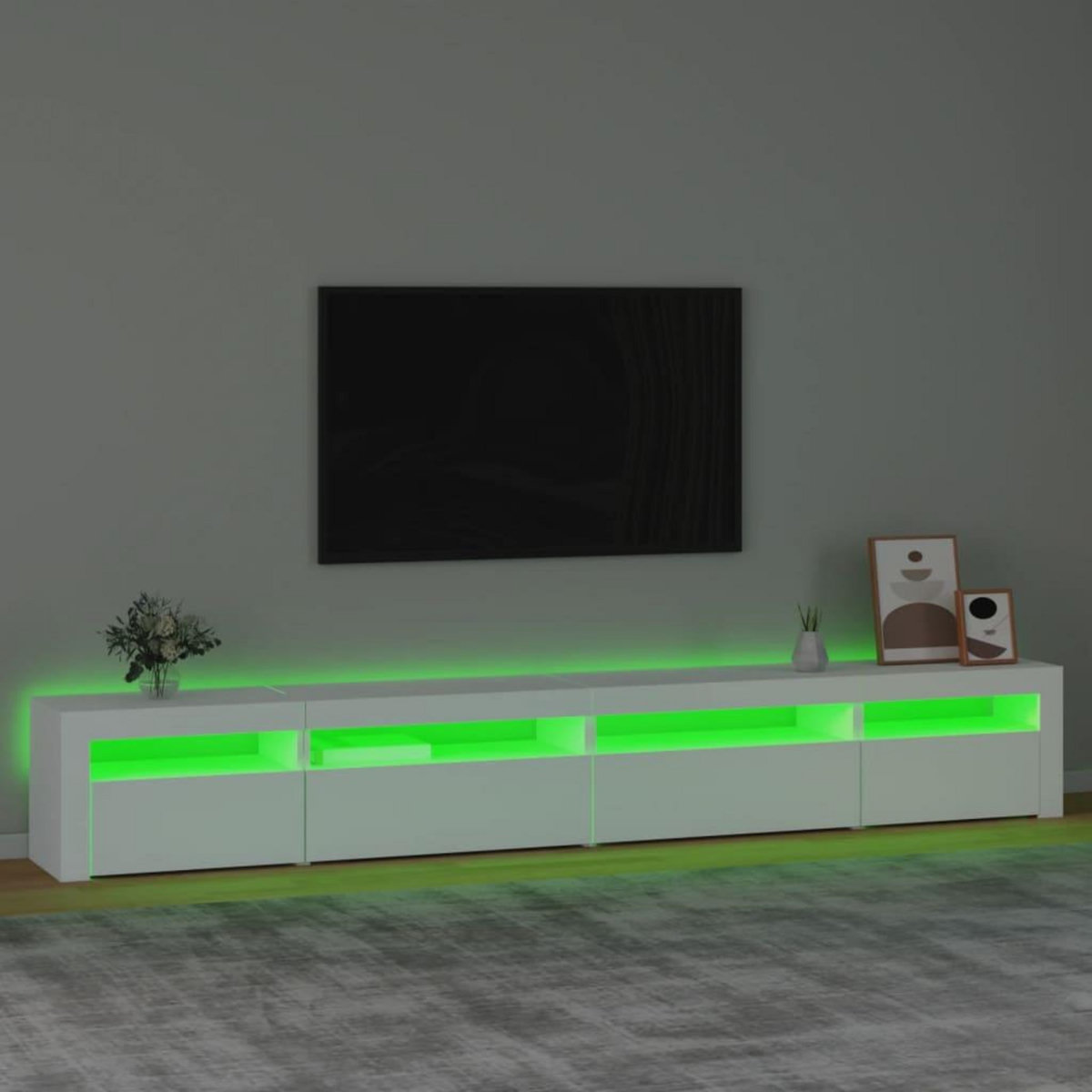 VIDAXL Meuble TV avec lumieres LED Blanc 270x35x40 cm