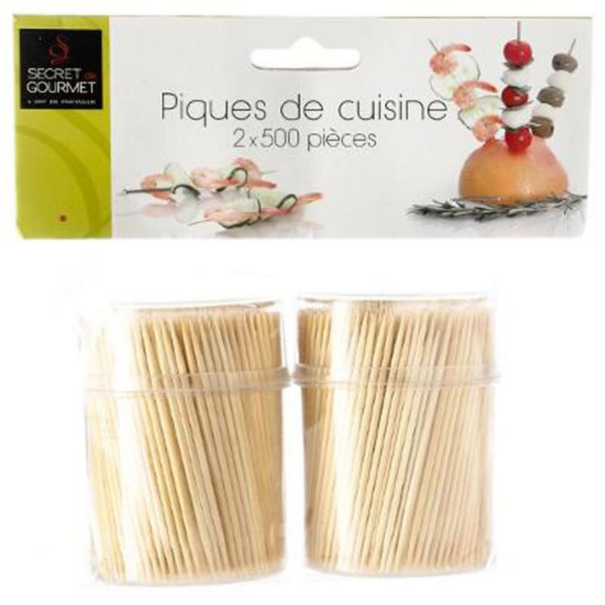  Lot de 1000 Piques de Cuisine 7cm Naturel