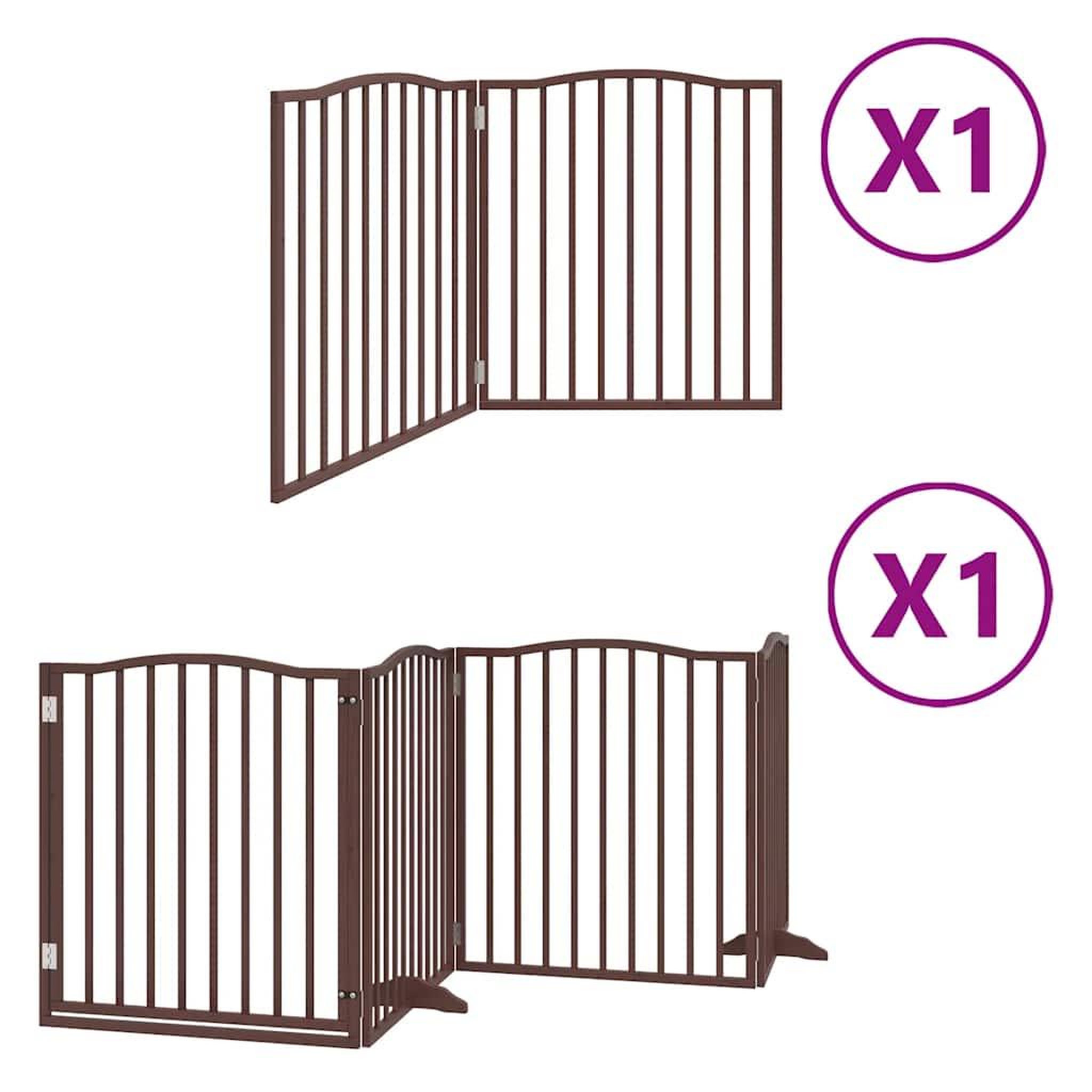 Voir la diapositive 2 : VIDAXL Barriere pour chien avec porte pliable 6 panneaux bois peuplier