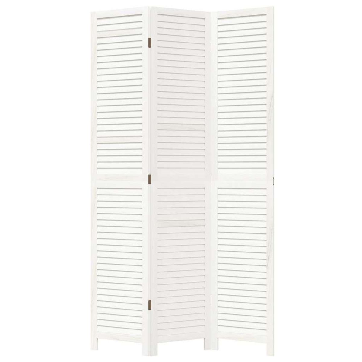 VIDAXL Cloison de separation 3 panneaux blanc bois de paulownia massif