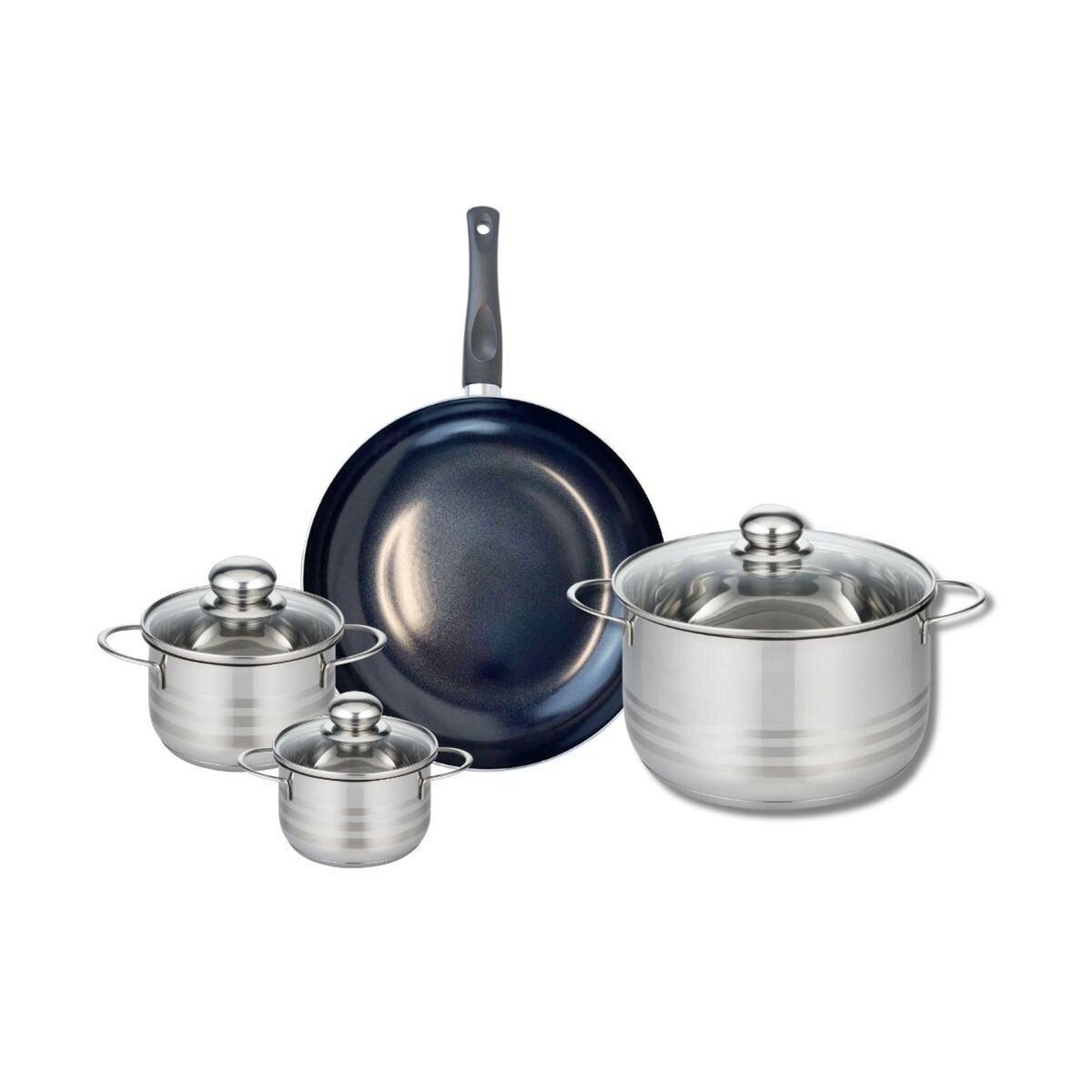 ELO Ensemble de 1 Poêle de cuisson 28 cm et 3 faitouts 12, 14 et 24 cm Elo Prima Brillant