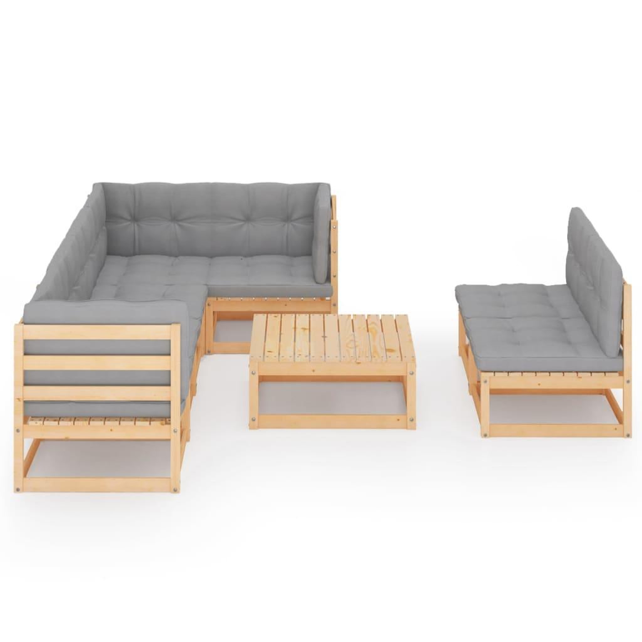 Voir la diapositive 3 : VIDAXL Salon de jardin 8 pcs avec coussins Bois de pin massif