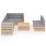 Voir la diapositive 3 : VIDAXL Salon de jardin 8 pcs avec coussins Bois de pin massif