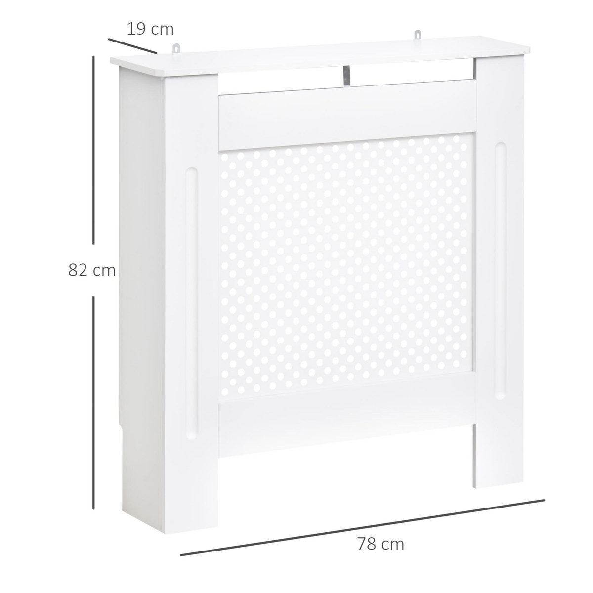 HOMCOM Cache-radiateur design - habillage radiateur motif rond - dim. 78L x 19l x 82H cm - MDF blanc