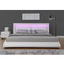 Voir la diapositive 2 : CONCEPT USINE Cadre de lit avec LED 140 x 190 cm en PU blanc BRIXTON