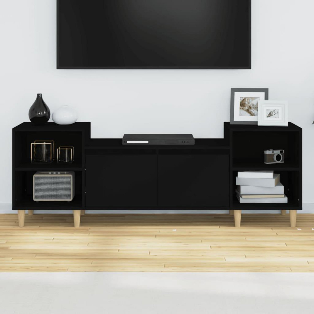 VIDAXL Meuble TV Noir 160x35x55 cm Bois d'ingenierie
