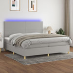 VIDAXL Sommier a lattes de lit et matelas et LED Gris clair 200x200 cm