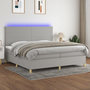 Voir la diapositive 1 : VIDAXL Sommier a lattes de lit et matelas et LED Gris clair 200x200 cm