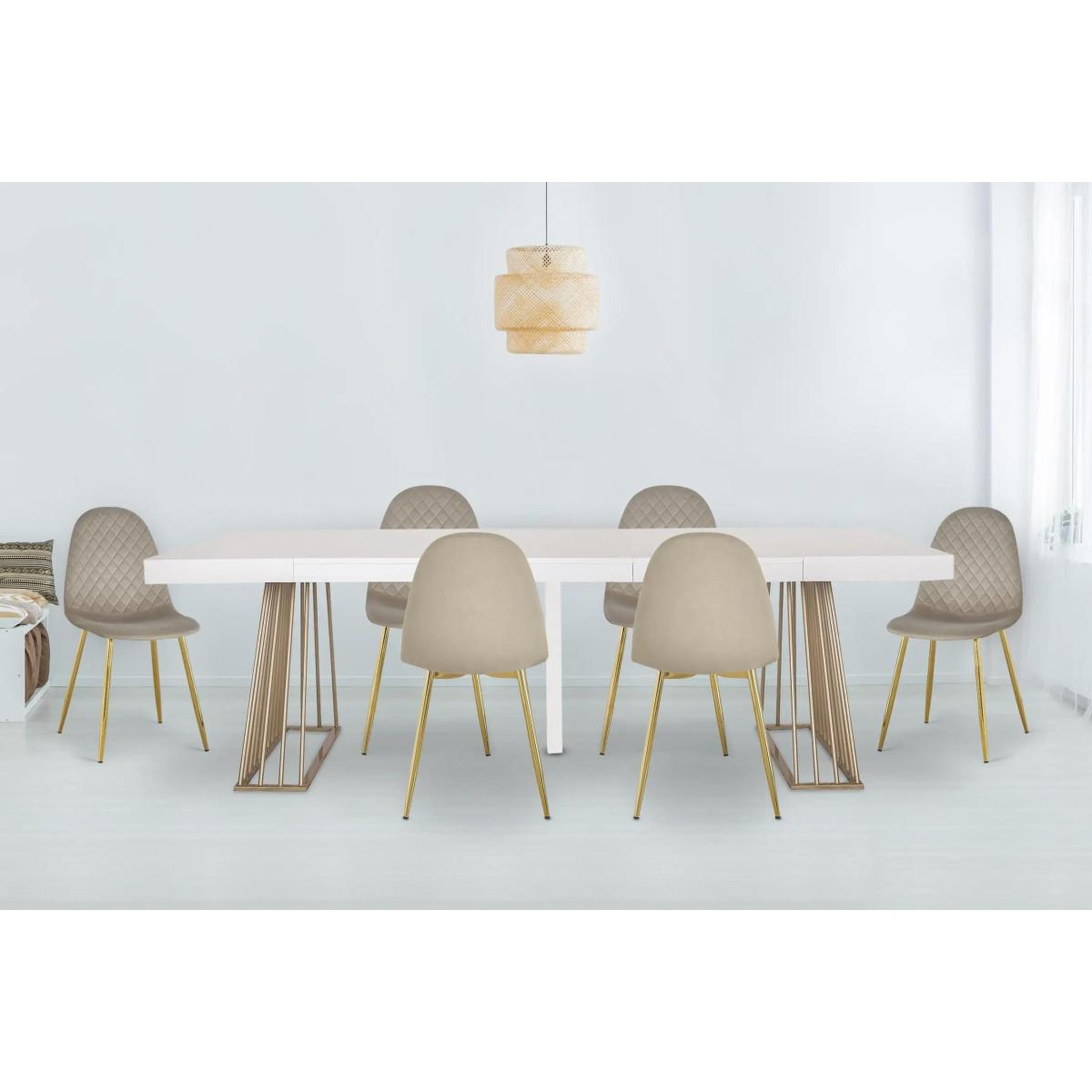 Voir la diapositive 6 : Paris Prix Lot de 8 chaises en velours  waynor  88cm taupe