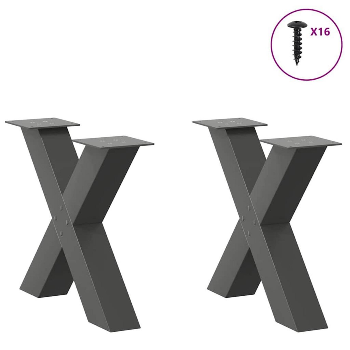 VIDAXL Pieds de table basse forme de X 2 pcs anthracite 50x(42-43) cm