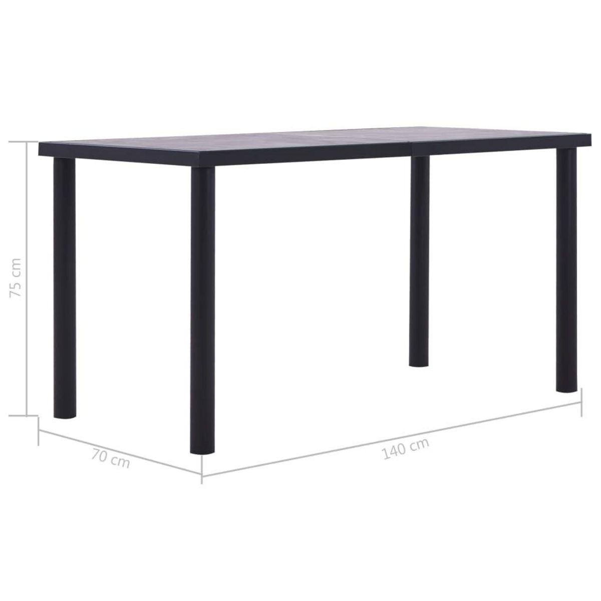 VIDAXL Table a manger Noir et gris beton 140x70x75 cm MDF