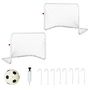 Voir la diapositive 4 : HOMCOM Set de 2 mini cages de football pour enfant - ballon, pompe, piquets inclus - 78L x 46l x 56H cm - métal blanc