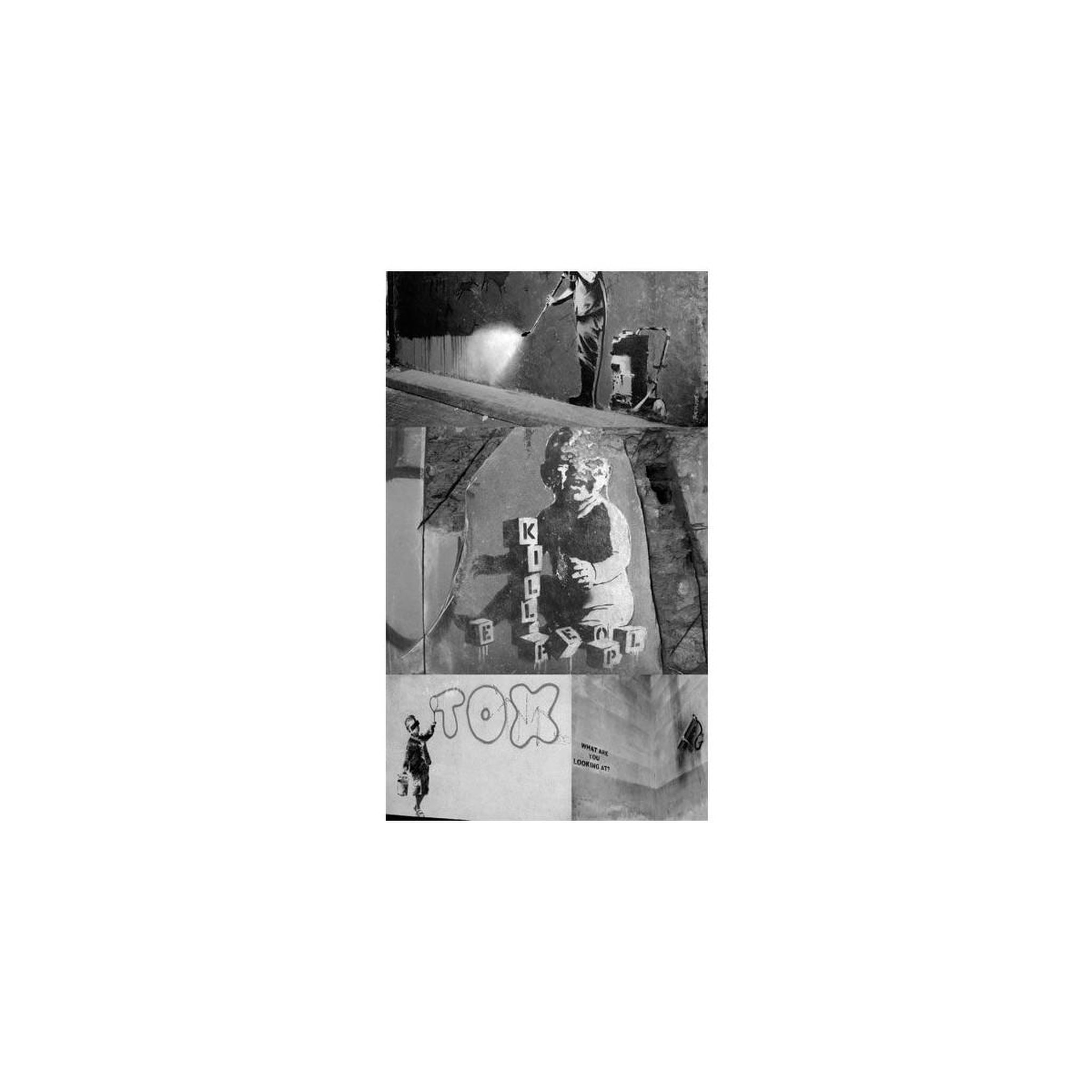Voir la diapositive 2 : Paris Prix Papier peint  banksy grey collage  50x1000cm