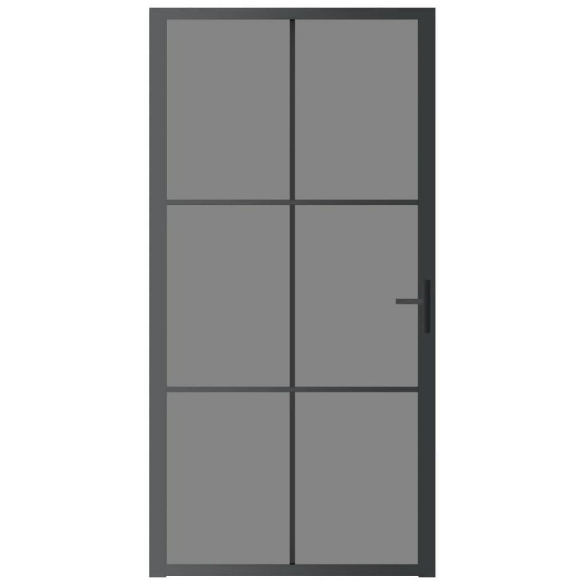 VIDAXL Porte interieure 102,5x201,5 cm Noir Verre ESG et aluminium
