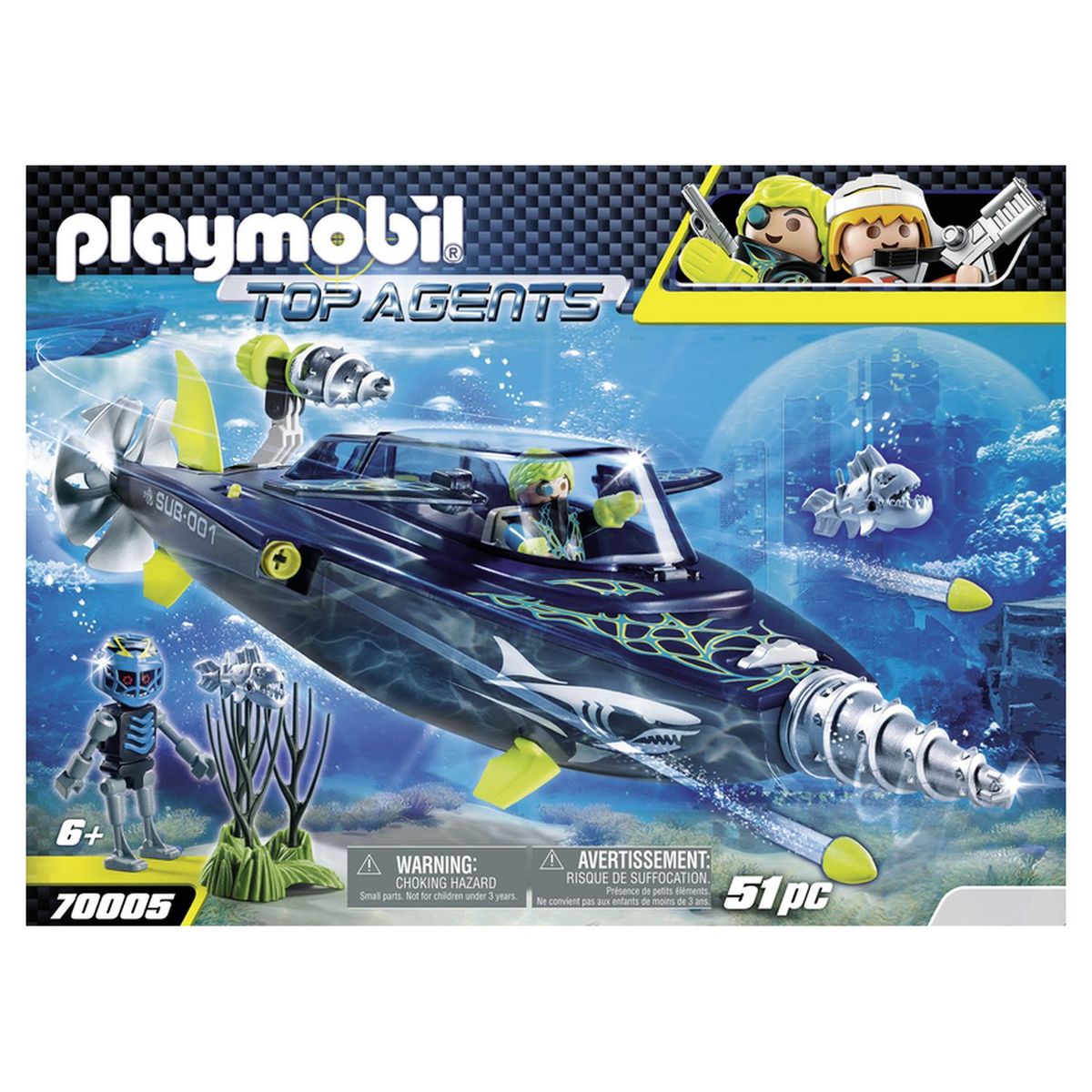PLAYMOBIL 70005 - Top Agents - Sous-marin d'attaque S.H.A.R.K Team