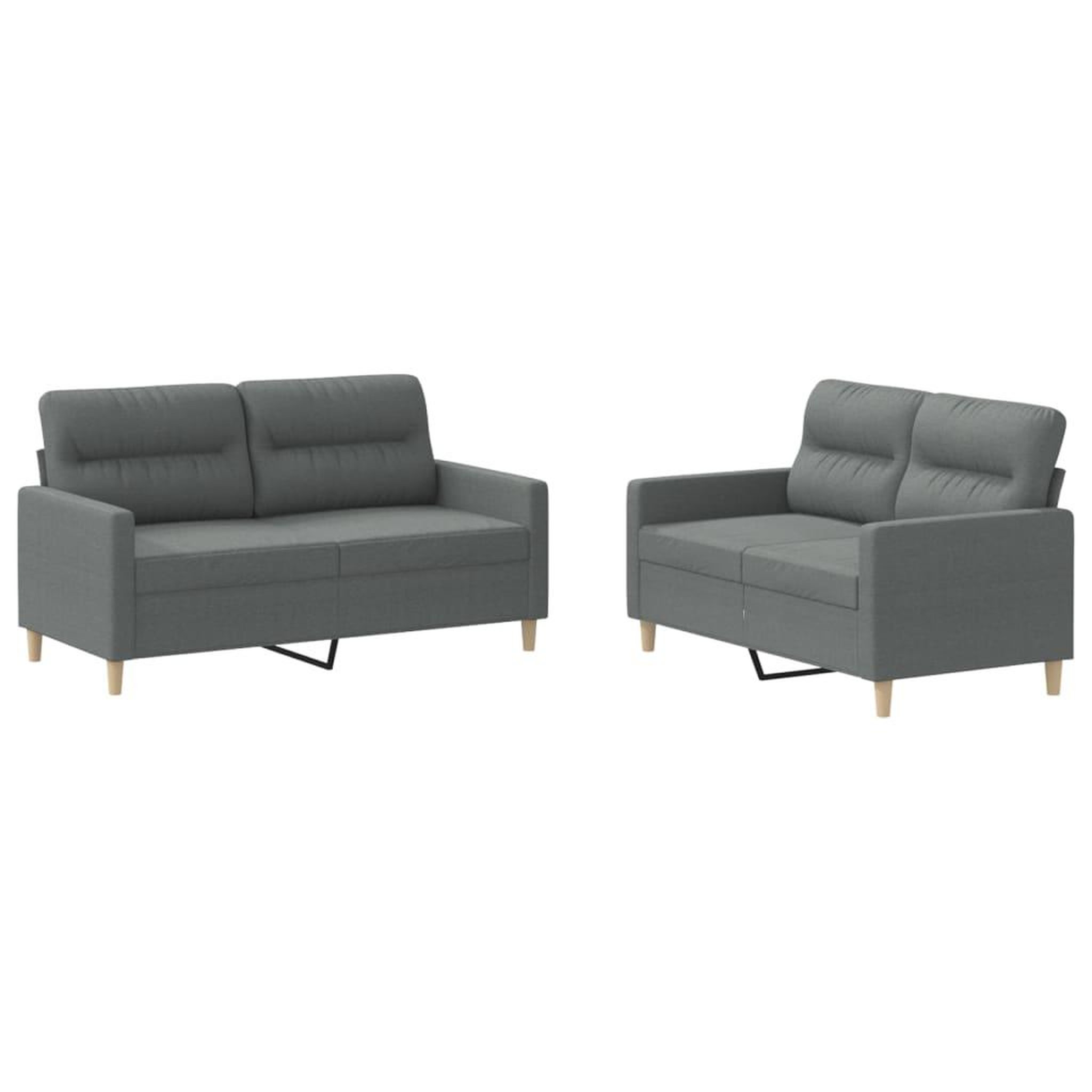 Voir la diapositive 2 : VIDAXL Ensemble de canapes 2 pcs avec coussins Gris fonce Tissu