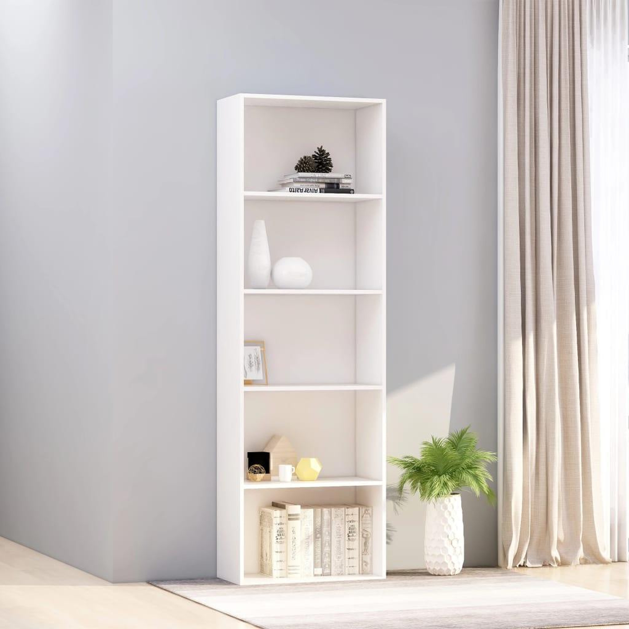 Voir la diapositive 1 : VIDAXL Bibliotheque a 5 niveaux Blanc 60x30x189 cm Bois d'ingenierie