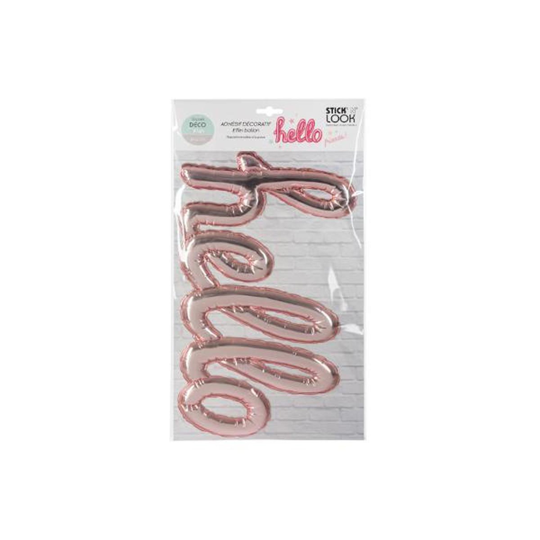 Voir la diapositive 2 : ATMOSPHERA Sticker ballon  hello  22x40cm rose