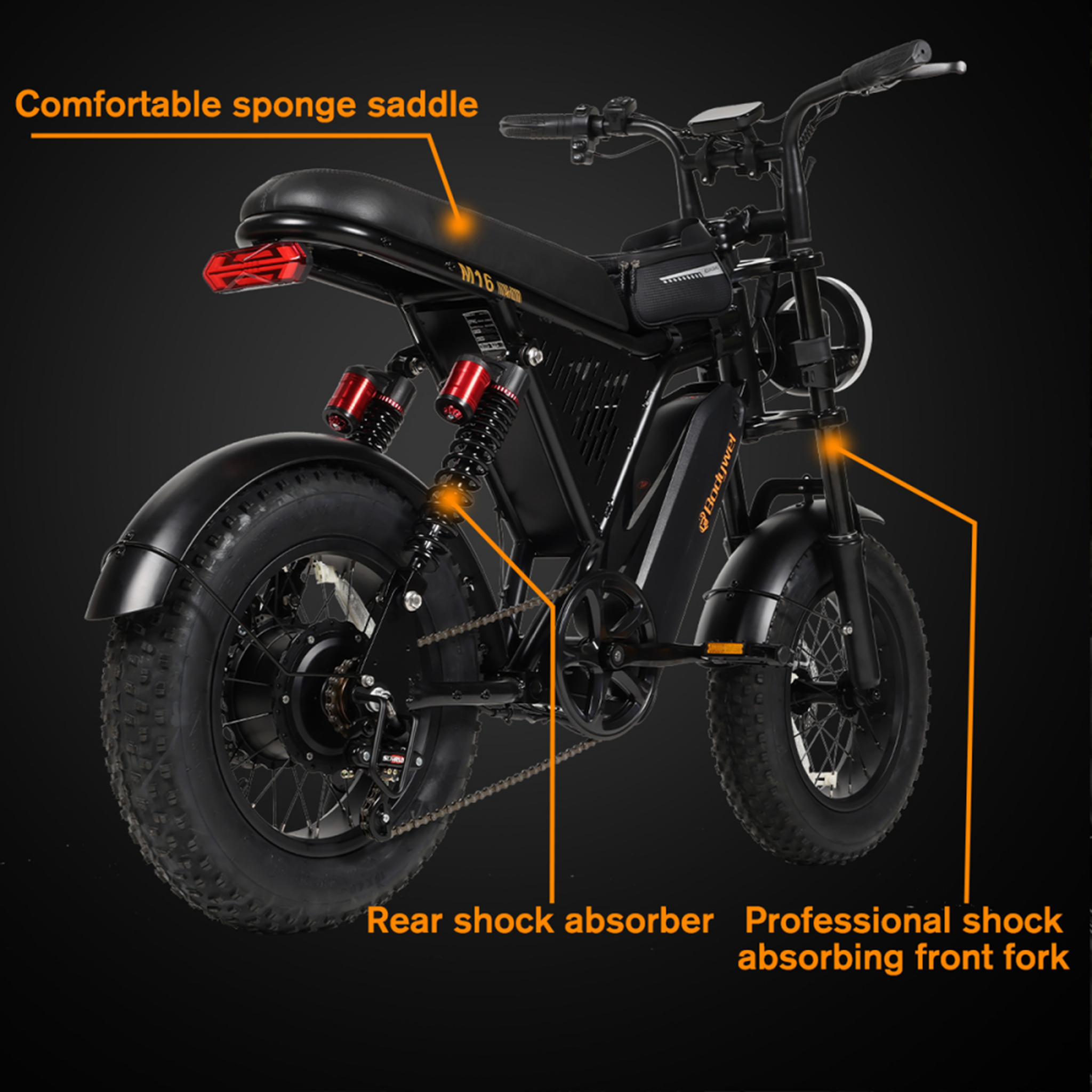 Voir la diapositive 6 : BODYWEL Vélo électrique rétro à gros pneus bodywel m16 pro