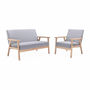 Voir la diapositive 1 : SWEEEK Banquette et fauteuil en bois et tissu gris clair. Isak. L 114 x l 69.5 x H 73cm