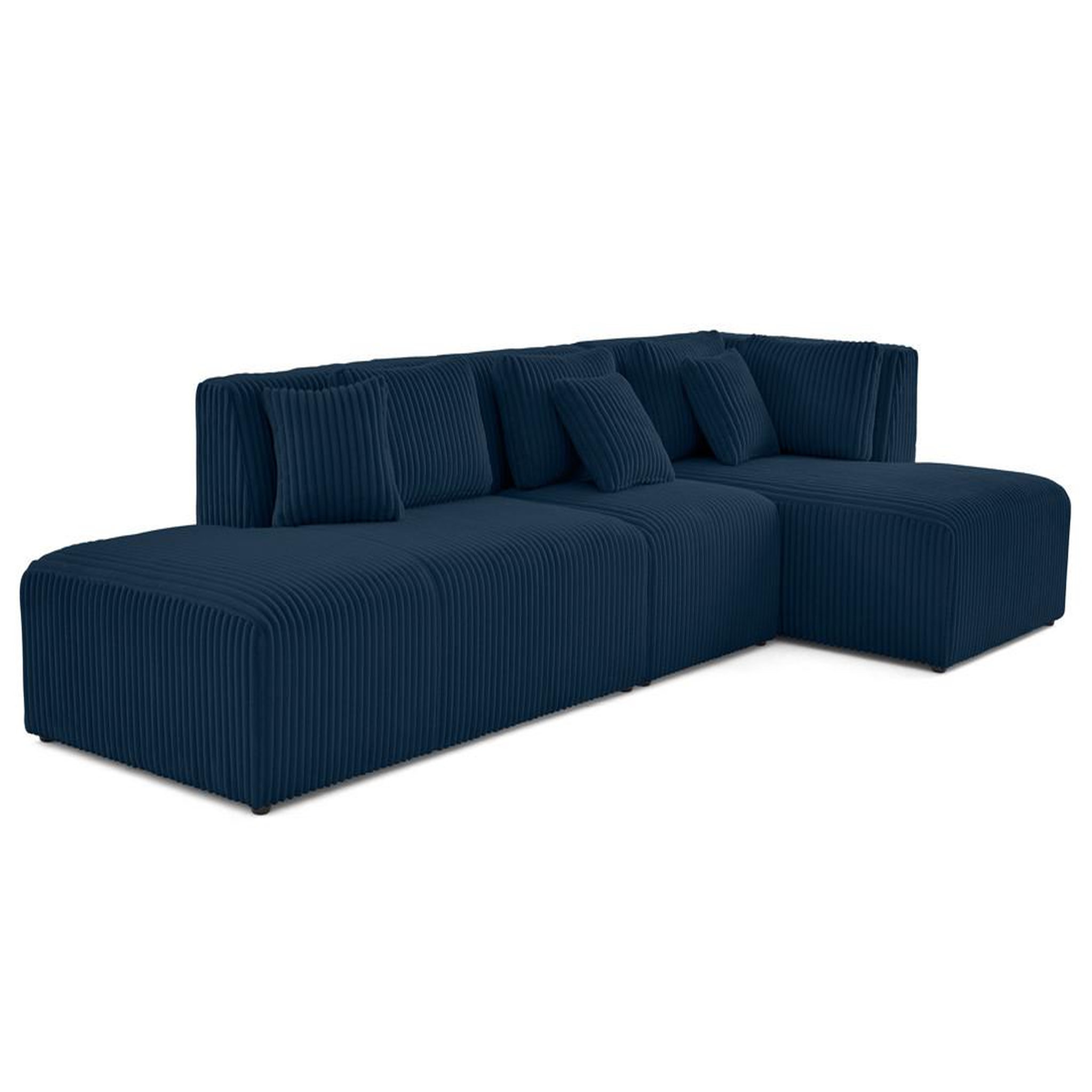 Voir la diapositive 2 : LISA DESIGN Victoire - canapé modulable d'angle droit 5 places en velours côtelé grosses côtes