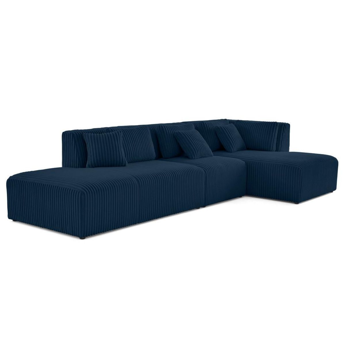 LISA DESIGN Victoire - canapé modulable d'angle droit 5 places en velours côtelé grosses côtes