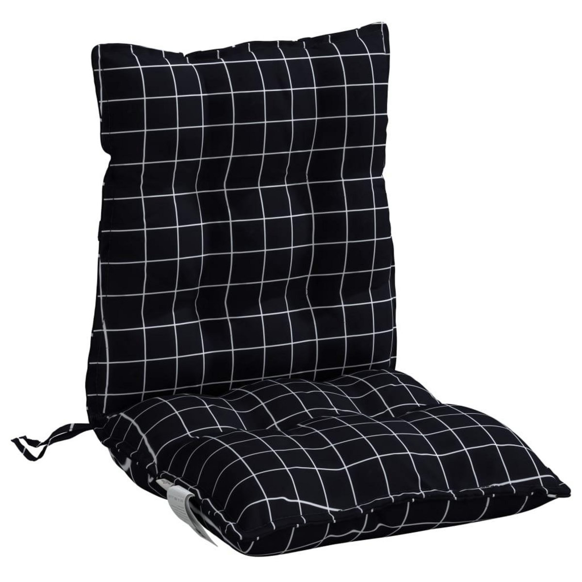 VIDAXL Coussins de chaise a dossier bas lot de 6 motif a carreaux noir