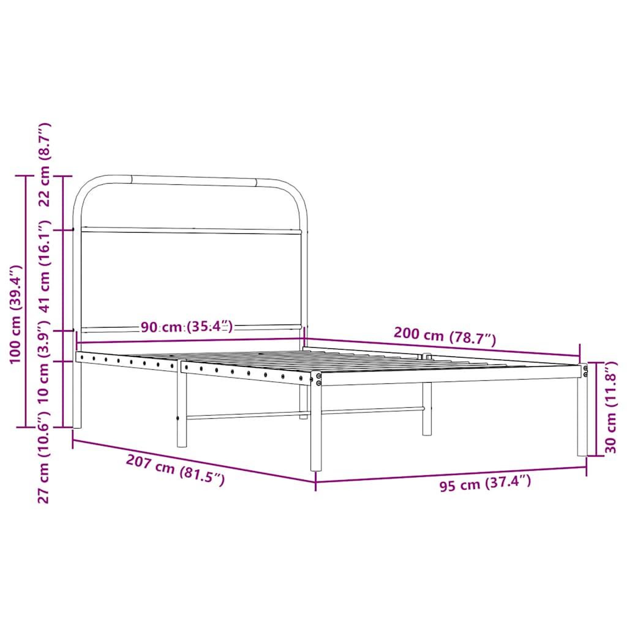 Voir la diapositive 6 : VIDAXL Cadre de lit sans matelas 90x200cm chene sonoma bois ingenierie