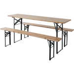 Habitat et Jardin Table de jardin brasserie pliante avec 2 bancs   Lisbonne   - 218 x 59,5 x 75 cm -  Marron