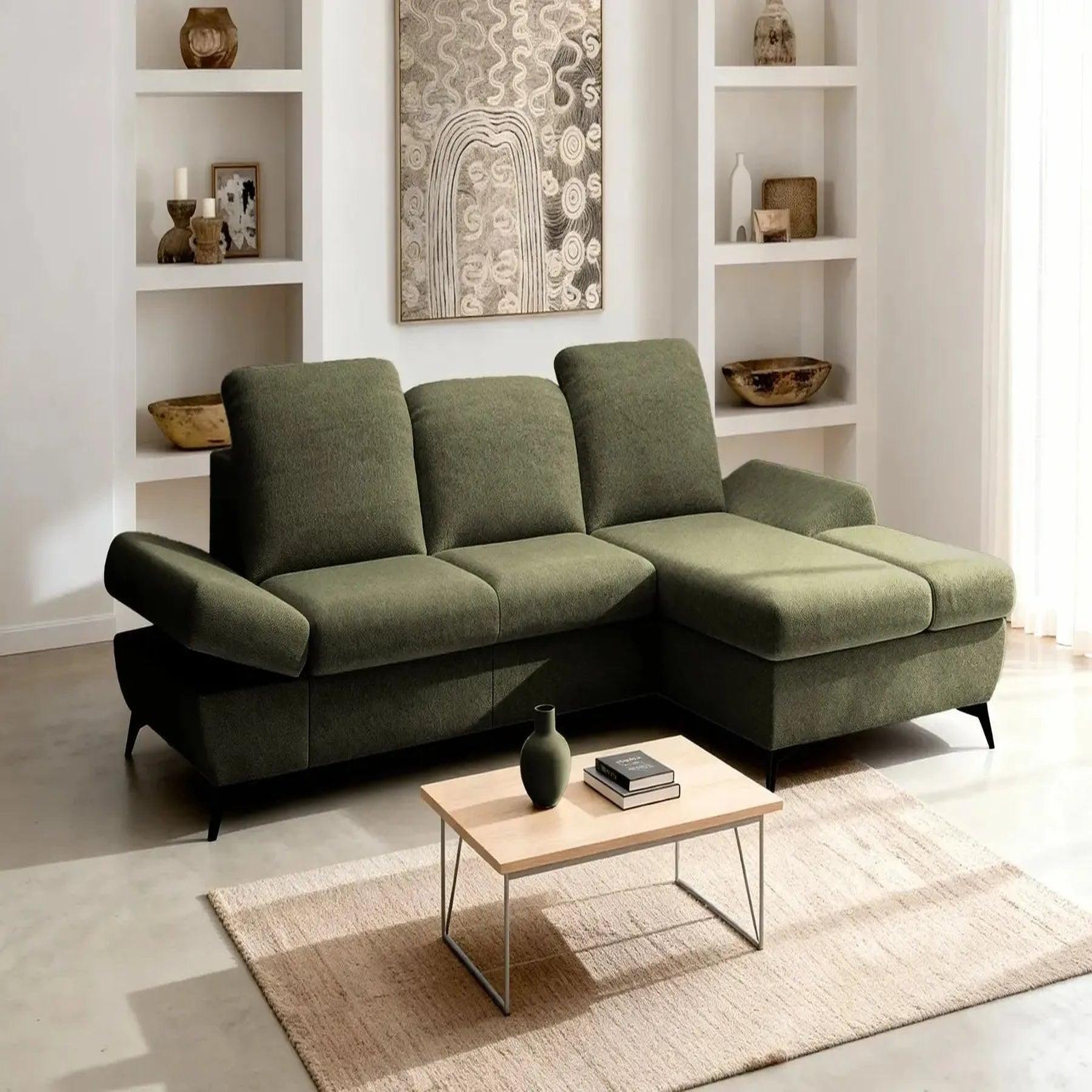 Voir la diapositive 2 : CASANOVA PARIS Livia - canapé d'angle convertible tissu chiné