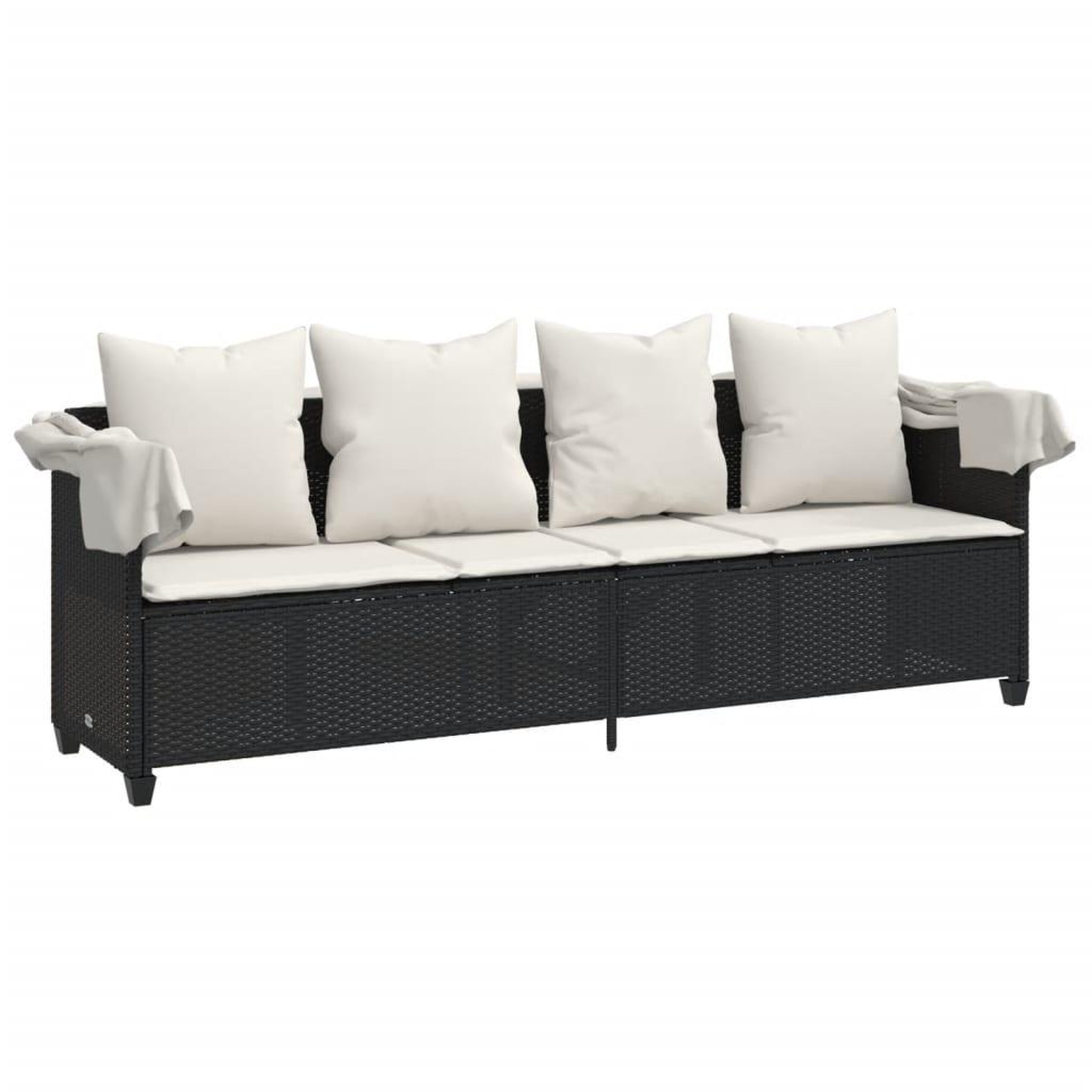 Voir la diapositive 4 : VIDAXL Chaise longue avec auvent et coussins noir resine tressee