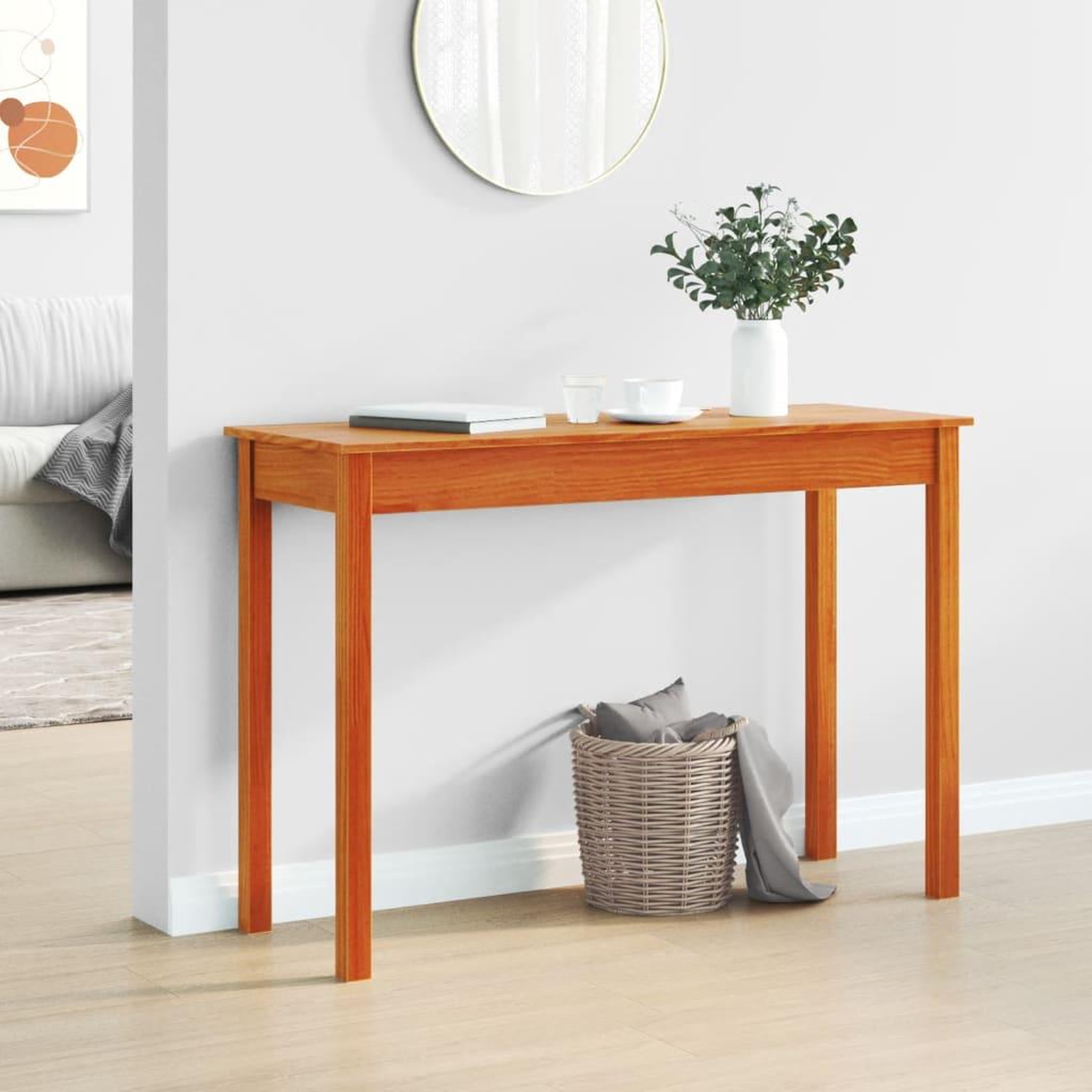 Voir la diapositive 3 : VIDAXL Table console marron miel 110x40x75 cm bois massif de pin