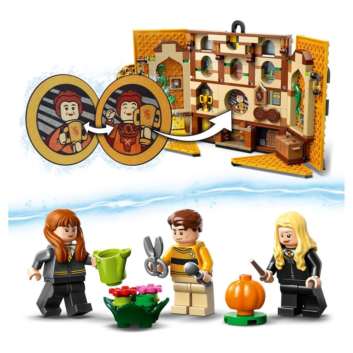 LEGO Harry Potter 76412 - Le blason de la maison Poufsouffle, Jouet avec 3 Minifigurines et Mandragore, Décoration Murale à Collectionner, Château de Poudlard