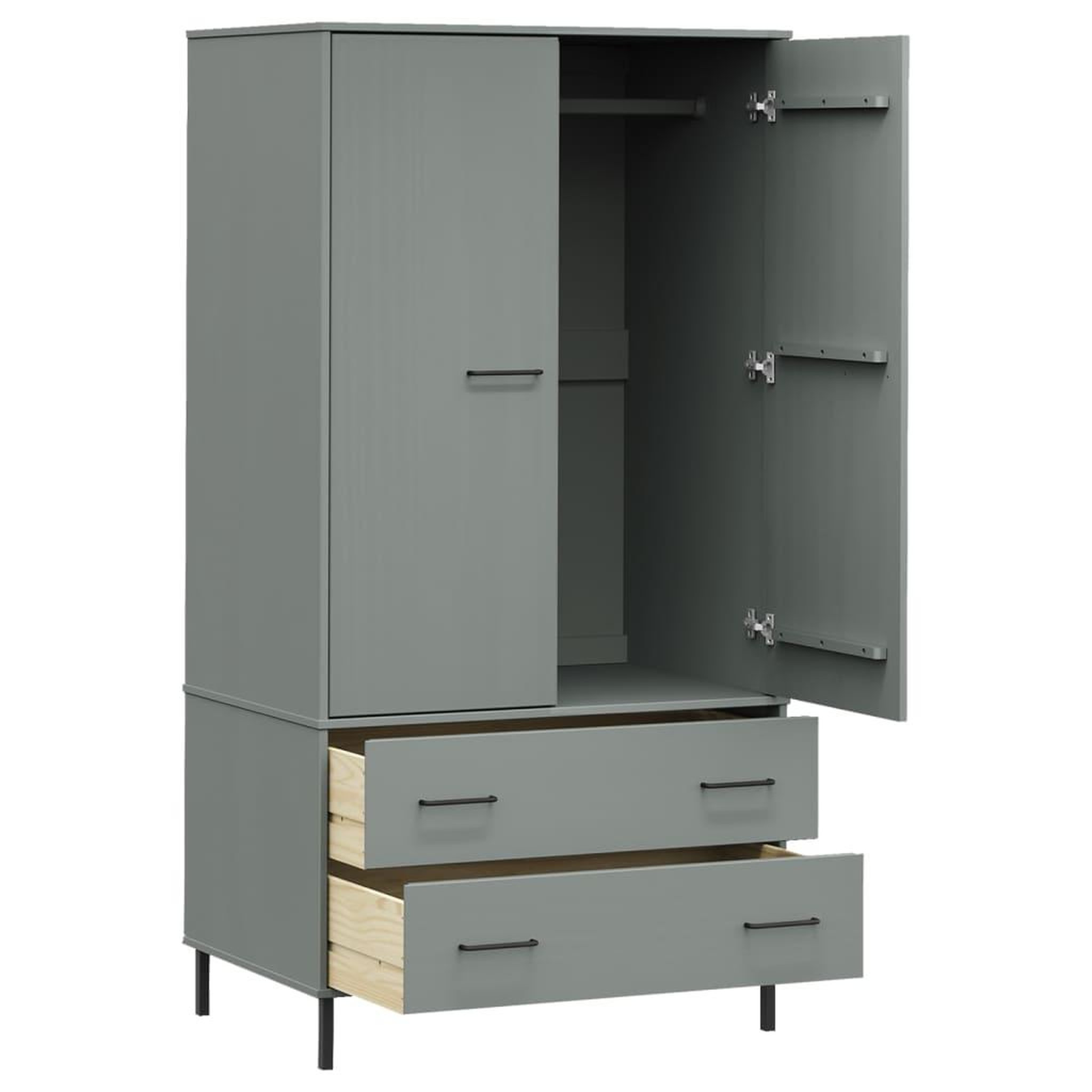 Voir la diapositive 5 : VIDAXL Garde-robe avec pieds en metal Gris 90x55x172,5 cm Bois OSLO
