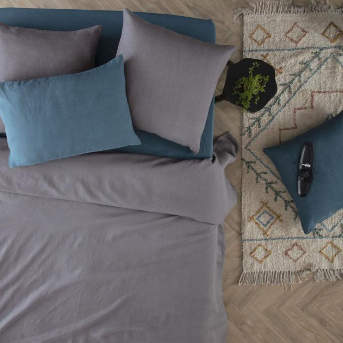 ATMOSPHERA Drap Housse bonnet 30 cm 100% Lin Tropiques