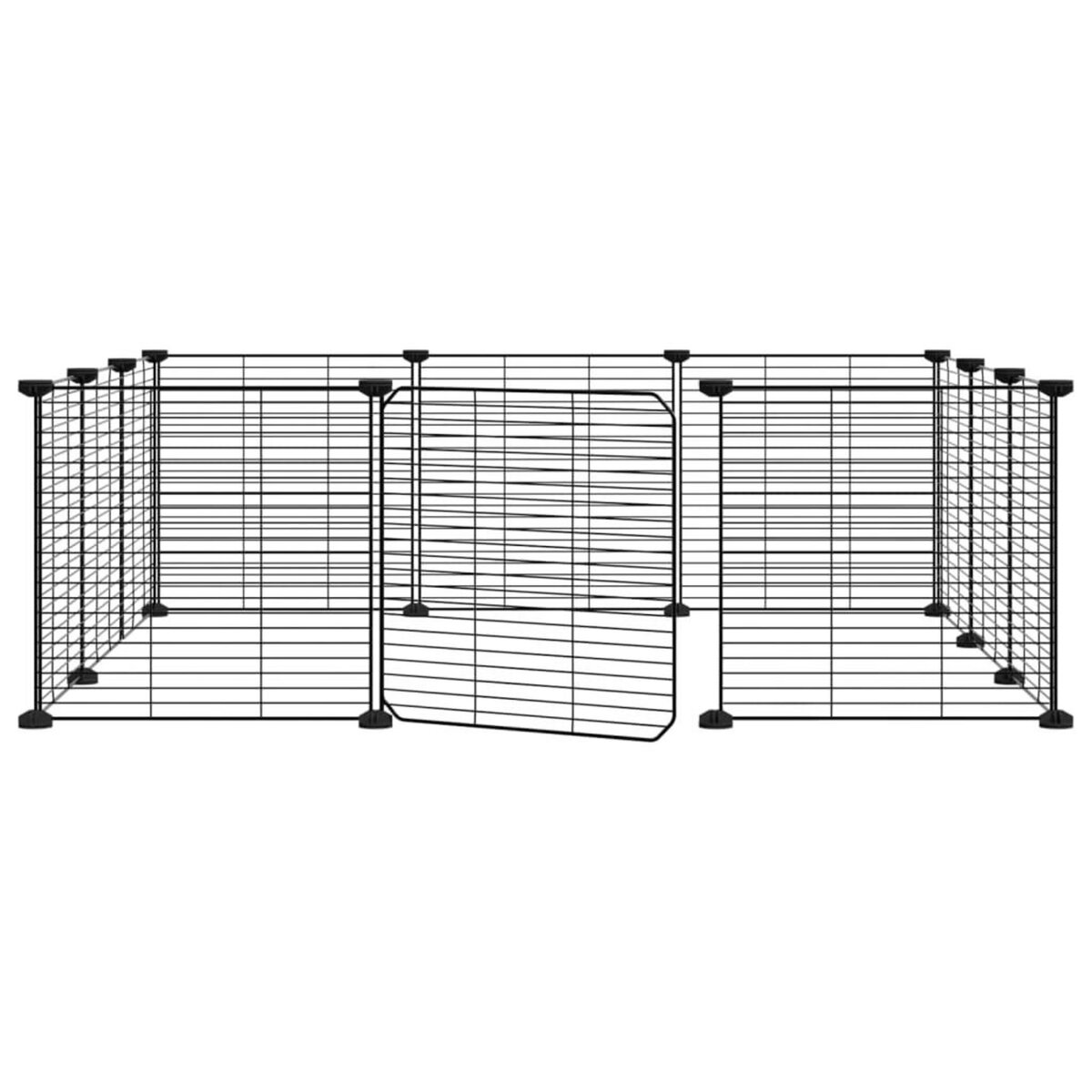 VIDAXL Cage animaux de compagnie a 12 panneaux et porte Noir 35x35 cm