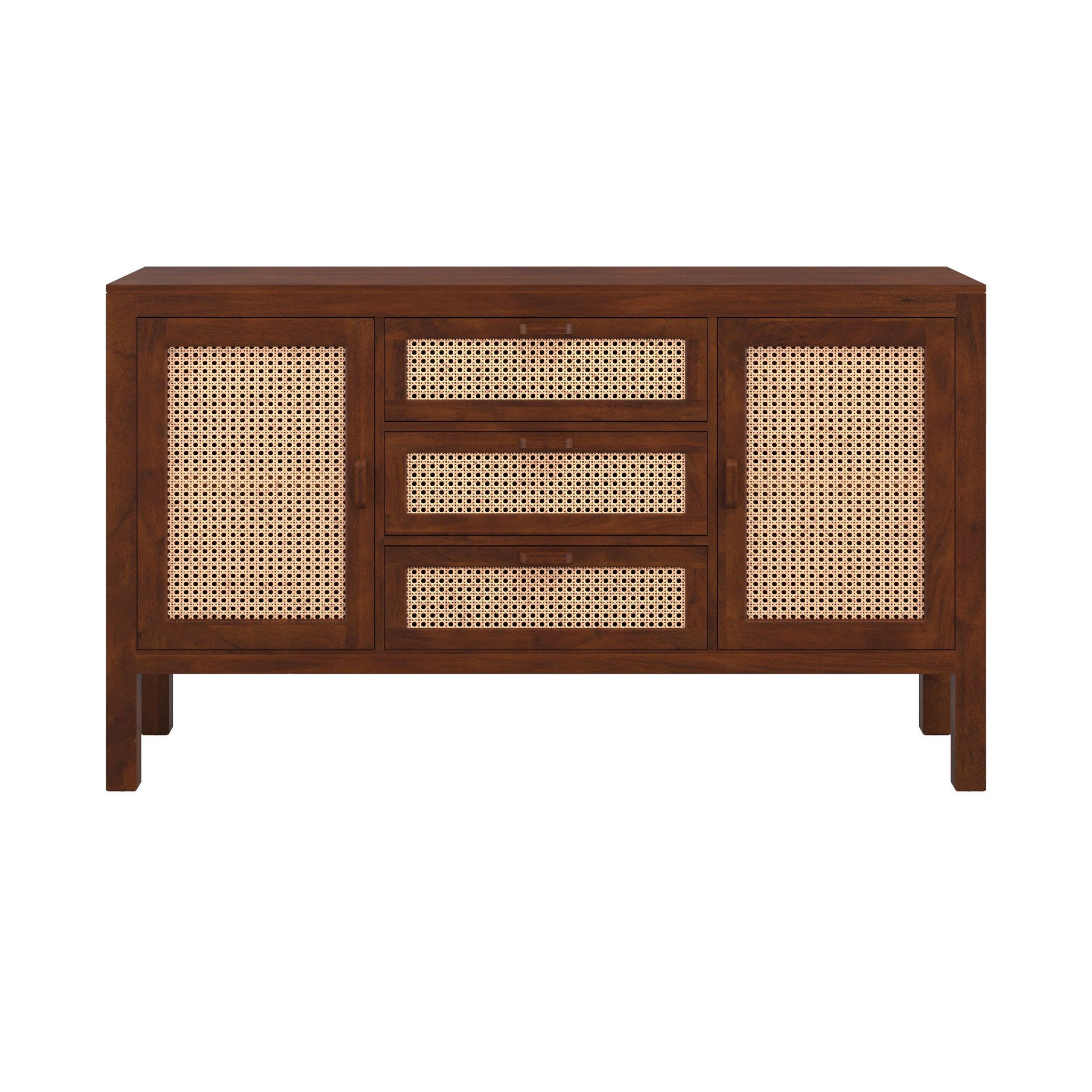 MAISON PAVANE Buffet en bois de manguier et cannage-tiki