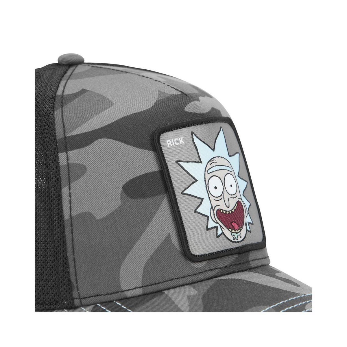 CAPSLAB Casquette trucker premium en sergé de coton Rick & Morty Black Camo