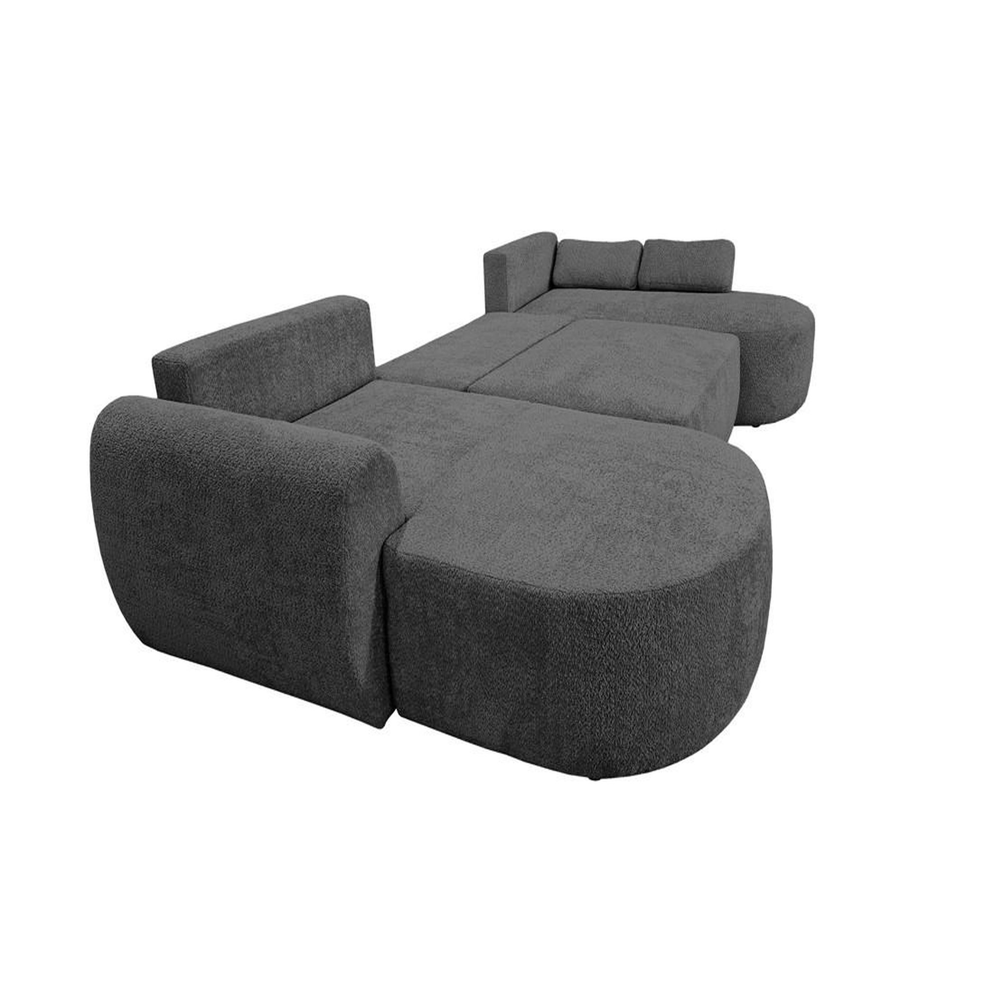 Voir la diapositive 2 : BEST MOBILIER Mahina - canapé panoramique en u 7 places - convertible avec coffre - en tissu bouclette