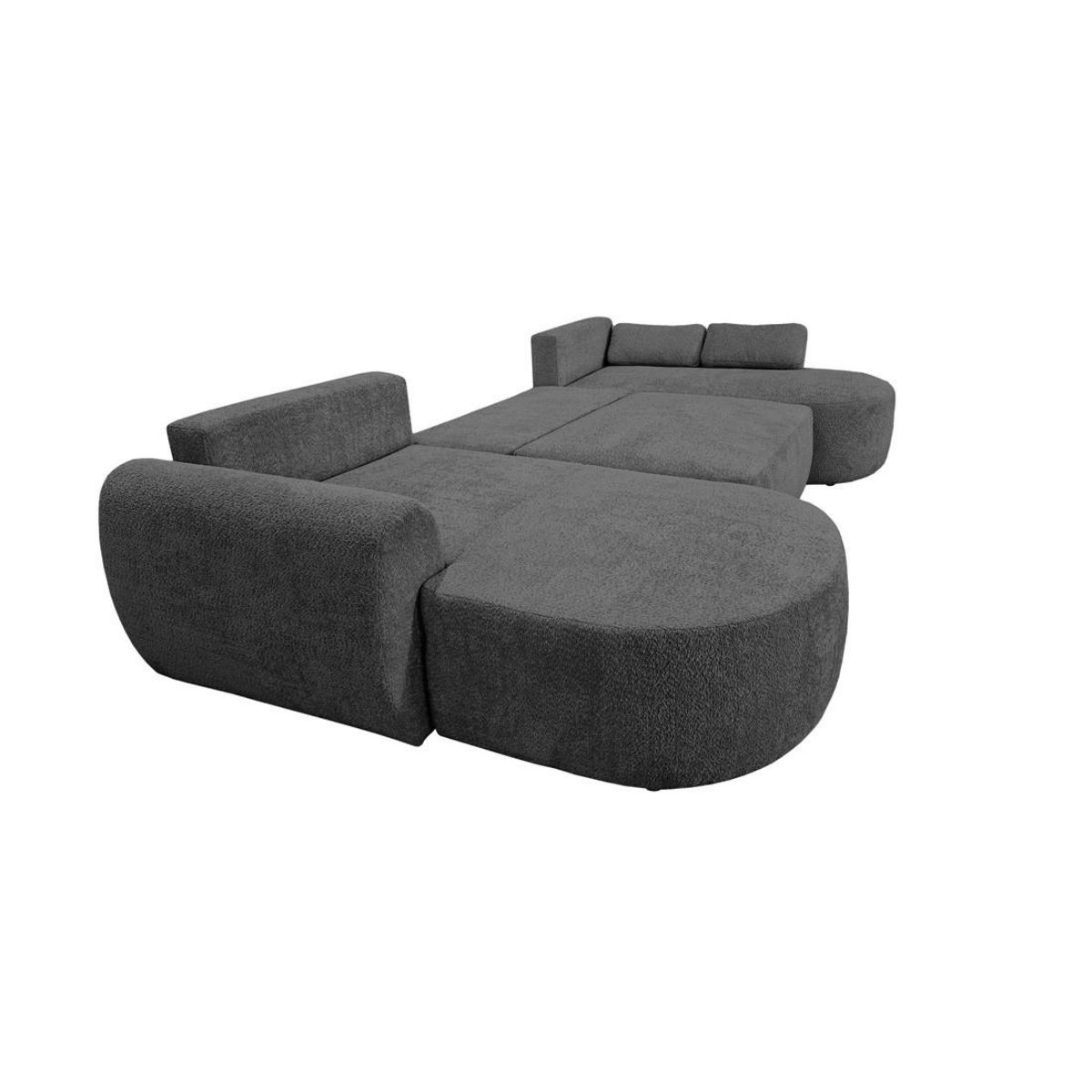 BEST MOBILIER Mahina - canapé panoramique en u 7 places - convertible avec coffre - en tissu bouclette