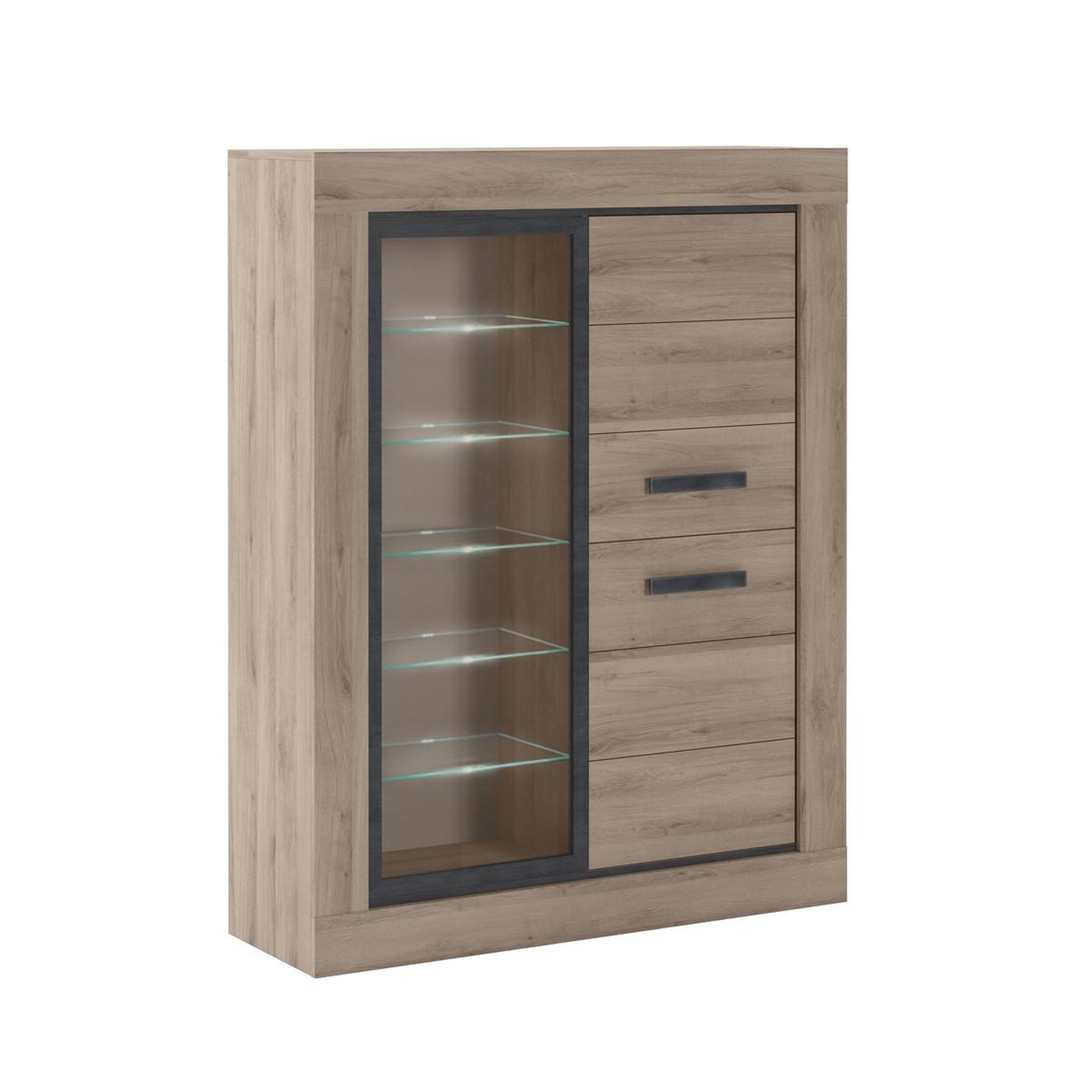 JLC KREATION Argentier-bar moderne avec LED en bois avec porte vitrée MOA